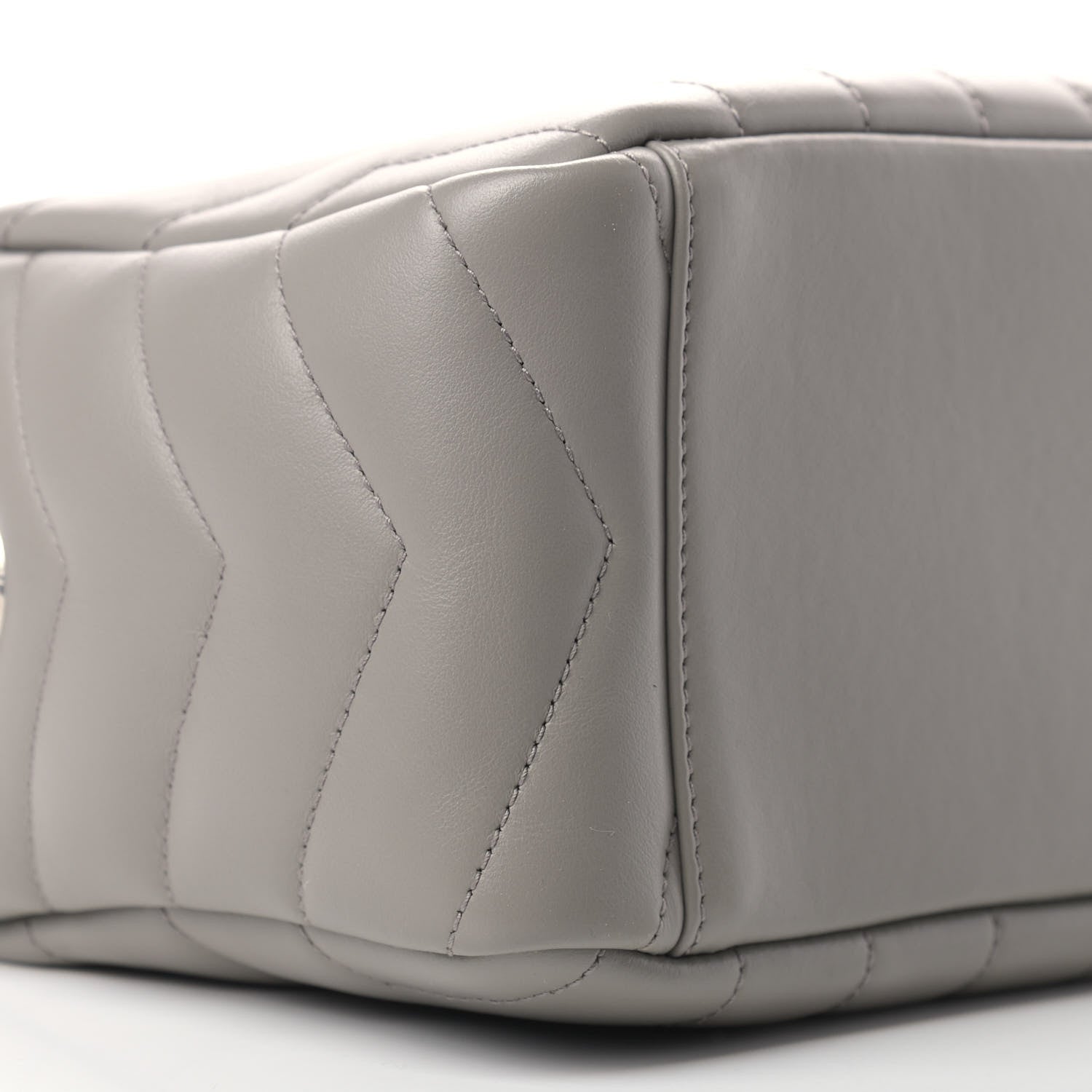 Saint Laurent Calfskin Y Quilted Monogram Small Loulou Bowling Bag Light Gray 9 of 10