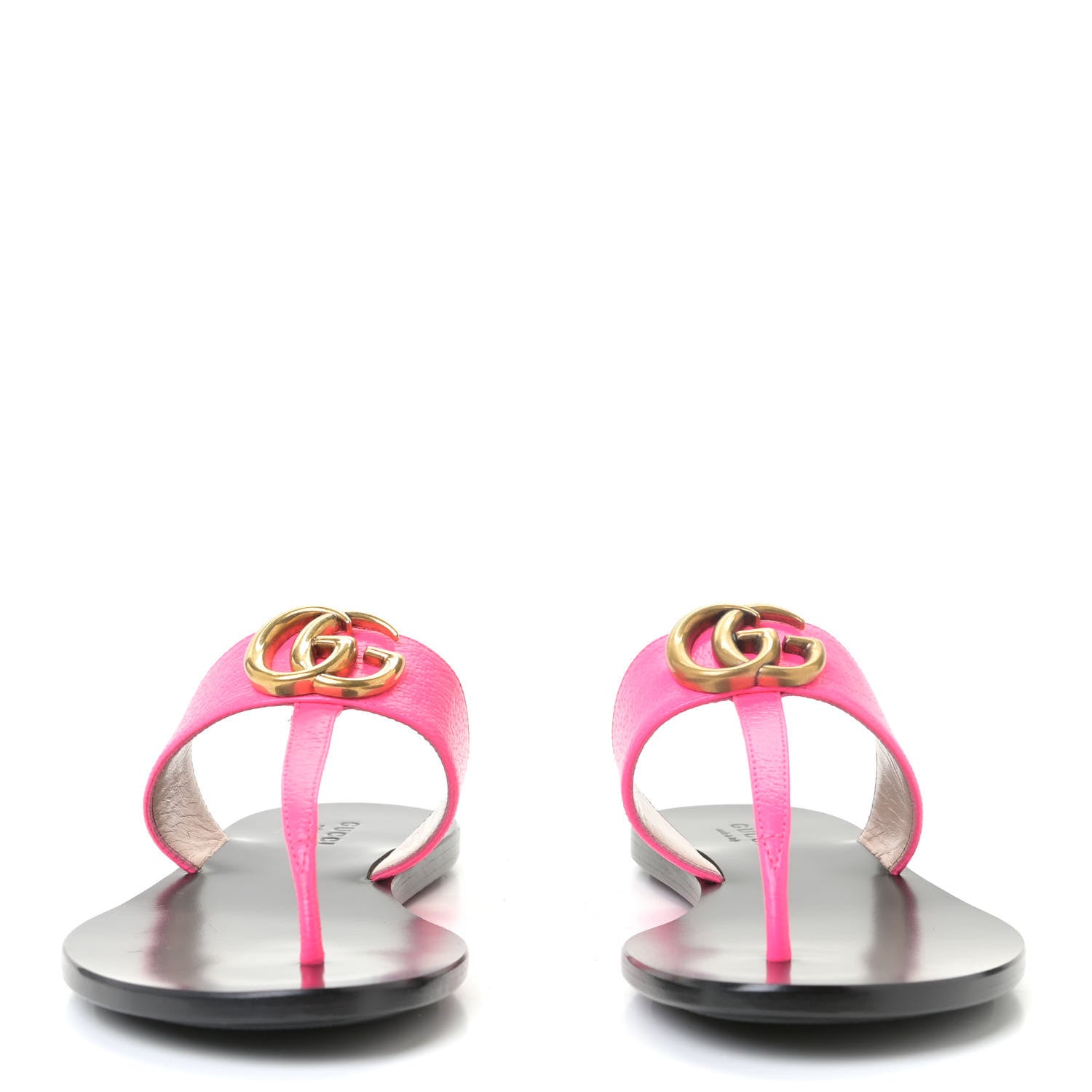 Gucci Calfskin GG Marmont Thong Sandals 35.5 Fuxia Fluo 4 of 15