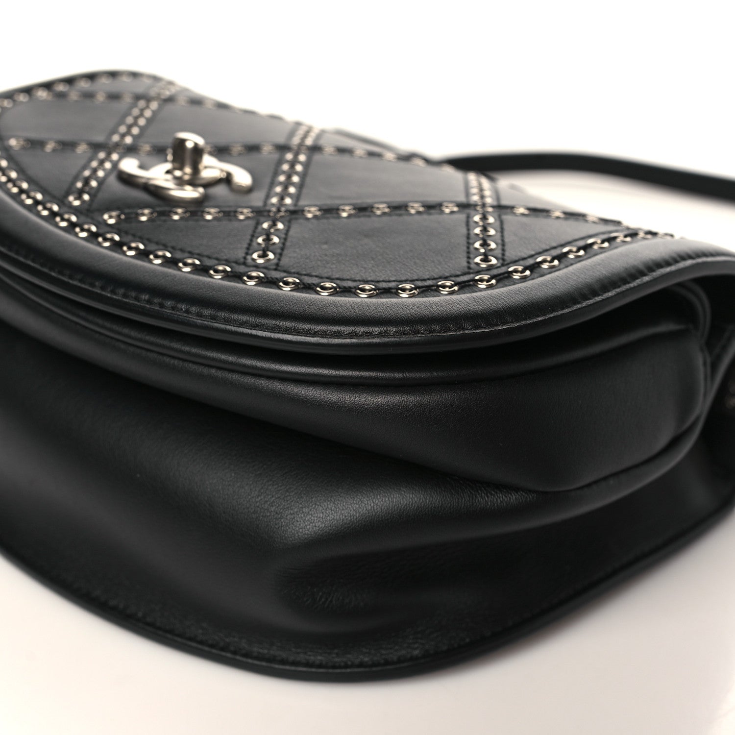 Chanel Calfskin Coco Eyelets Small Flap Bag Black 9 of 10