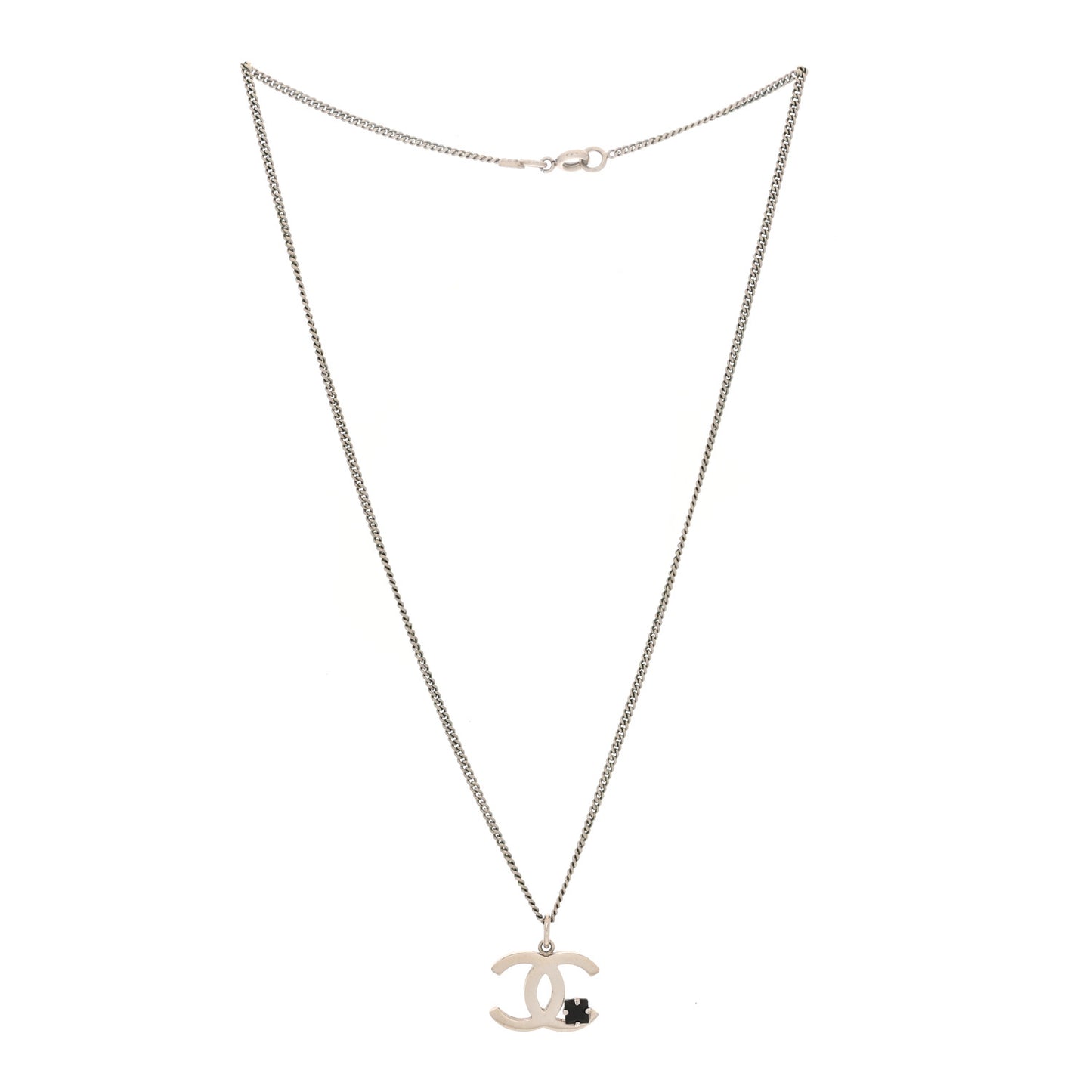 Crystal CC Necklace Silver Black
