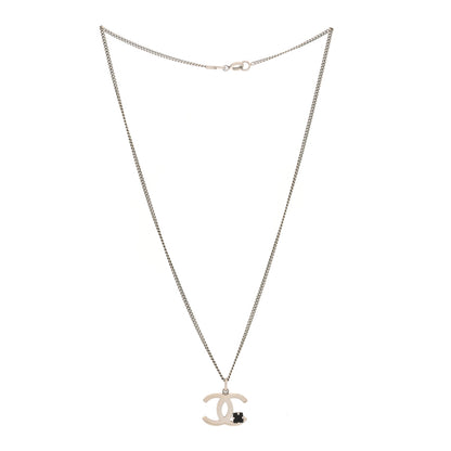 Chanel Crystal CC Necklace Silver Black 2 of 4