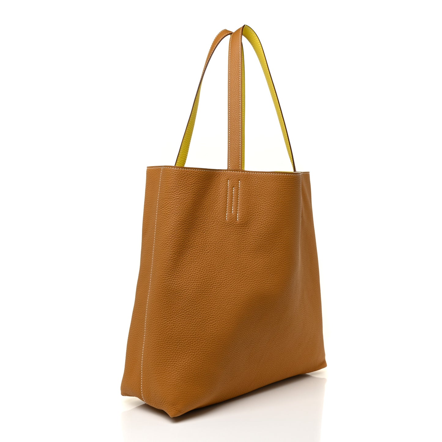 Taurillon Clemence Double Sens 45 Reversible Tote Sesame Lime