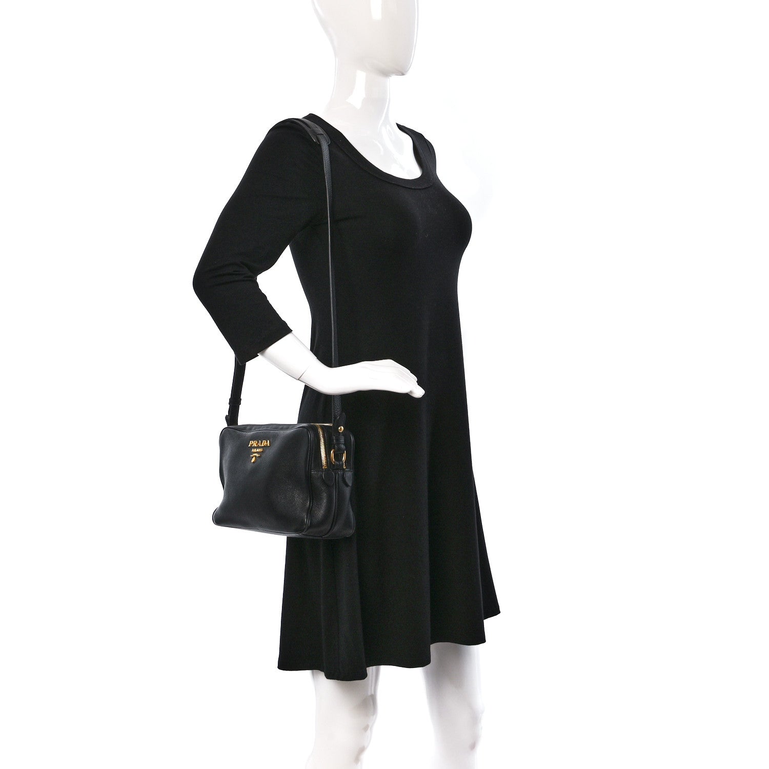 Prada Vitello Phenix Camera Bag Black 2 of 9