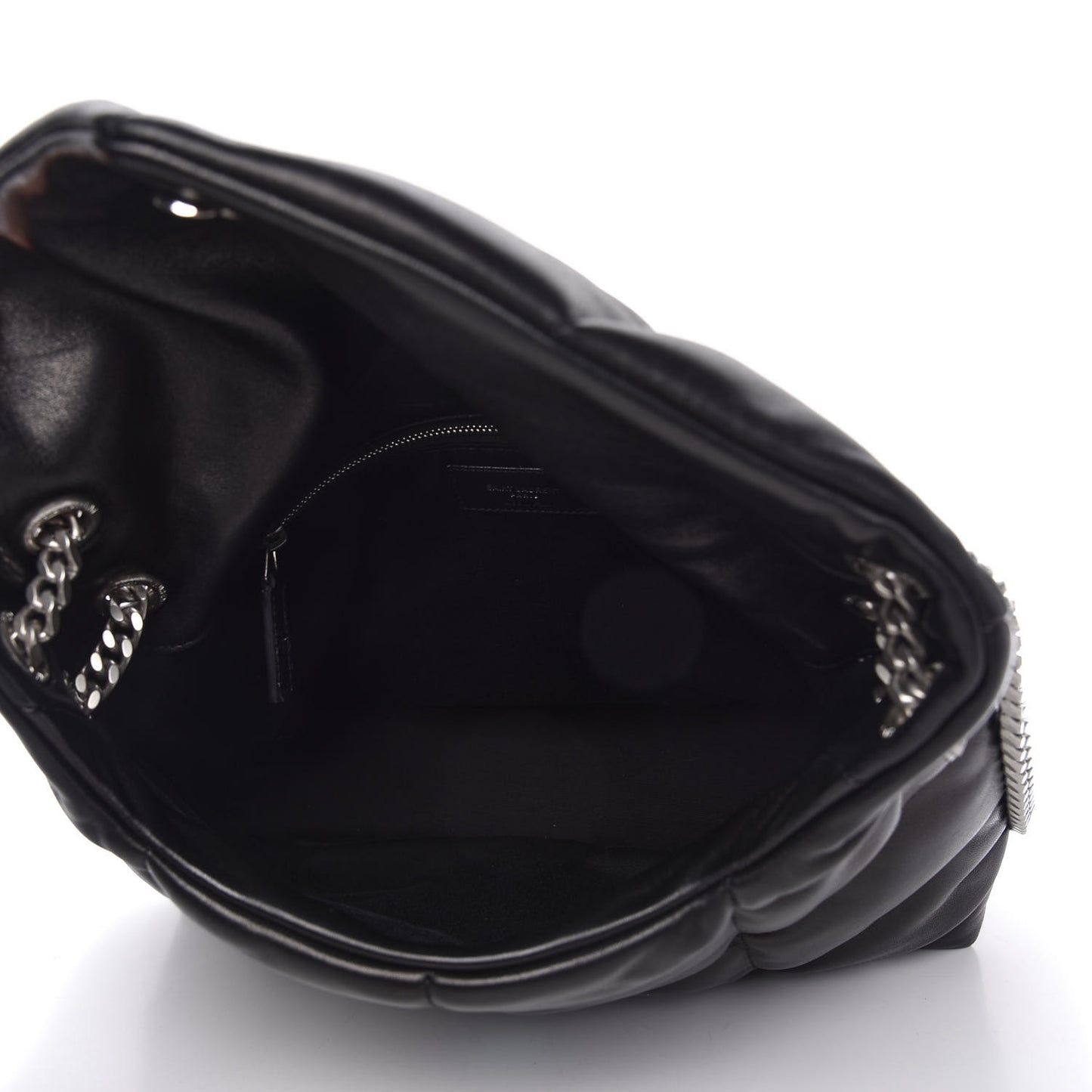 Lambskin Quilted Medium Loulou Puffer Monogram Chain Satchel Black