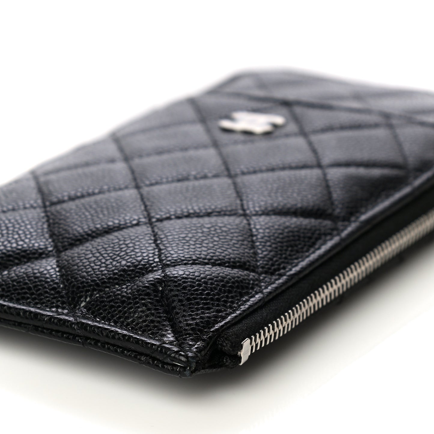 Caviar Quilted Classic Flat Wallet Pouch Black