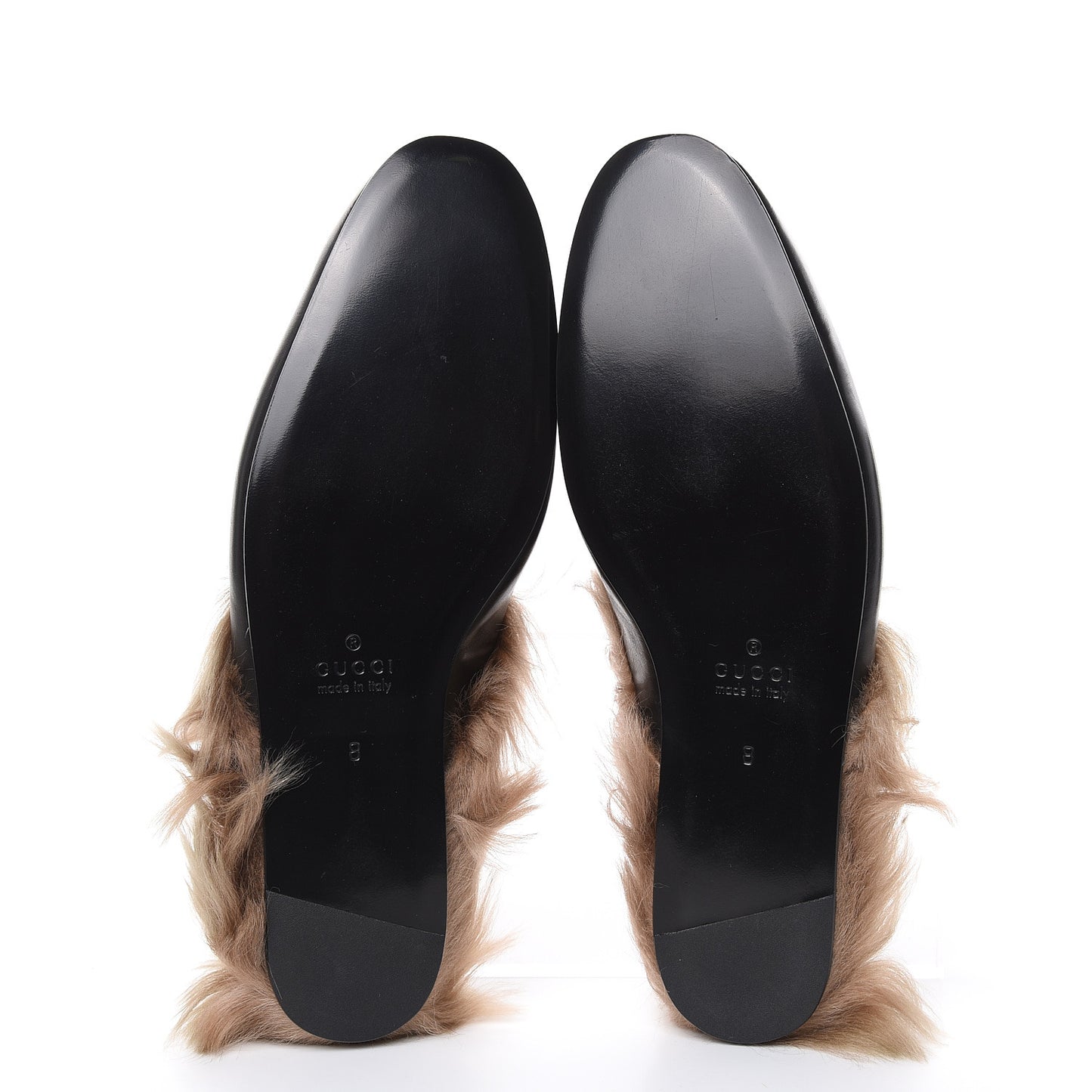 Calfskin Fur Crystal Tiger Embroidered Mens Princetown Slippers 8 Black