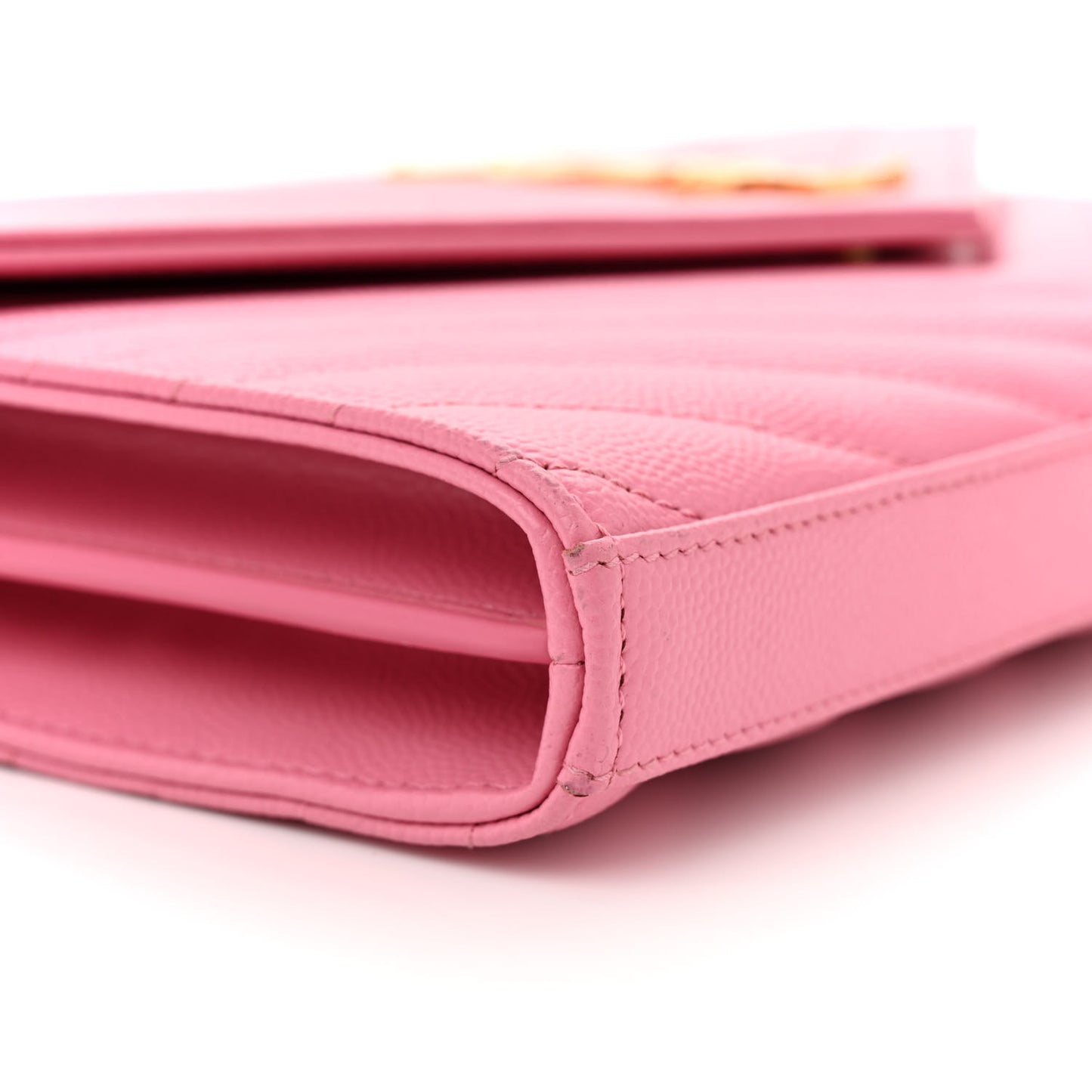 Grain De Poudre Matelasse Chevron Monogram Chain Wallet Indian Pink