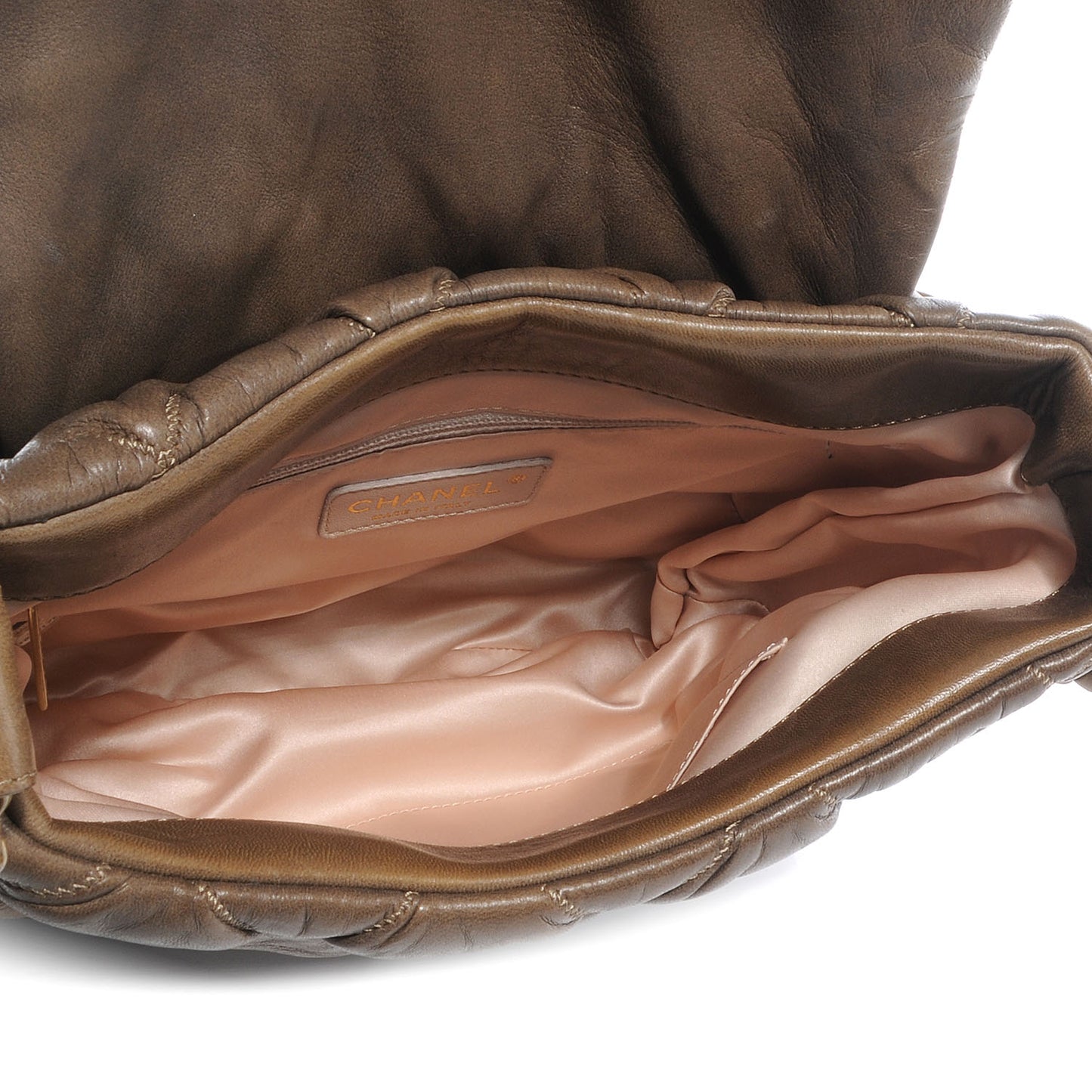 Lambskin Bubble Quilt Flap Bag Brown