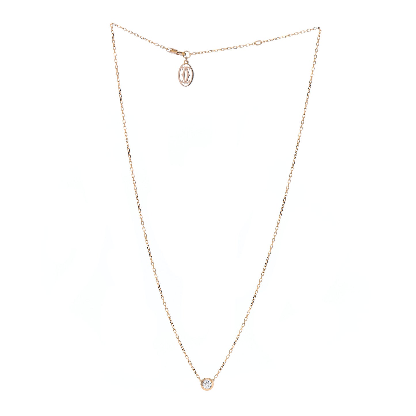 18K Pink Gold Diamond LM D'Amour Pendant Necklace