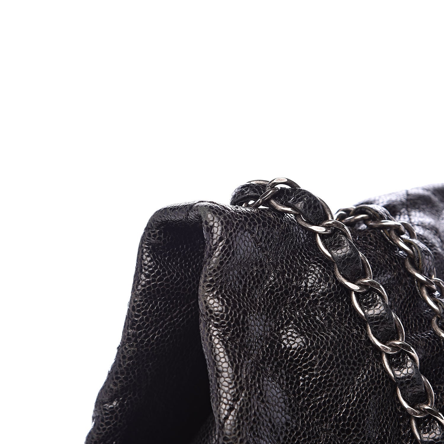 Chanel Crumpled Caviar Quilted Maxi Elastic Flap Black 10 of 14