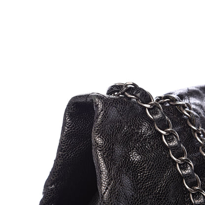 Chanel Crumpled Caviar Quilted Maxi Elastic Flap Black 10 of 14