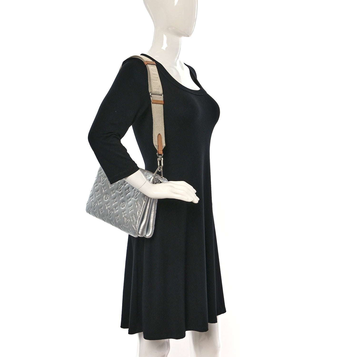 Louis Vuitton Metallic Lambskin Embossed Monogram Coussin PM Silver 3 of 11