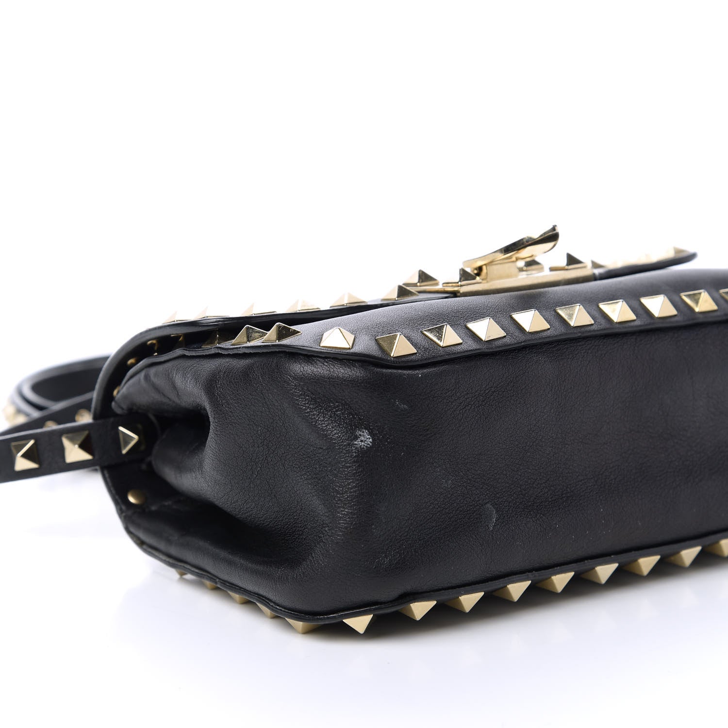 Valentino Garavani Vitello Mini Rockstud Flap Saddle Crossbody Bag Black 6 of 11