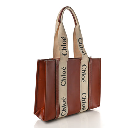 Chloe Calfskin Medium Woody Ribbon Tote Sepia Brown 2 of 14