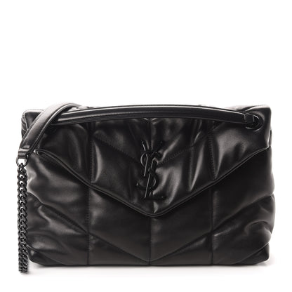 Saint Laurent Lambskin Quilted Small Loulou Puffer Monogram Chain Satchel Black 1 of 12