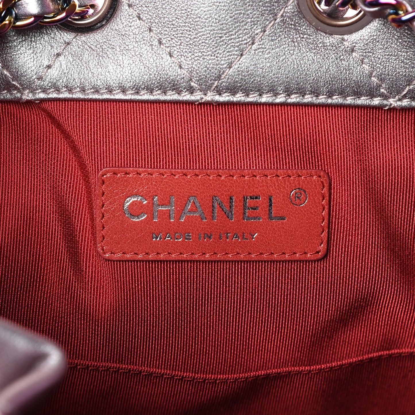 Iridescent Lambskin Calfskin Quilted Gabrielle Backpack Light Purple