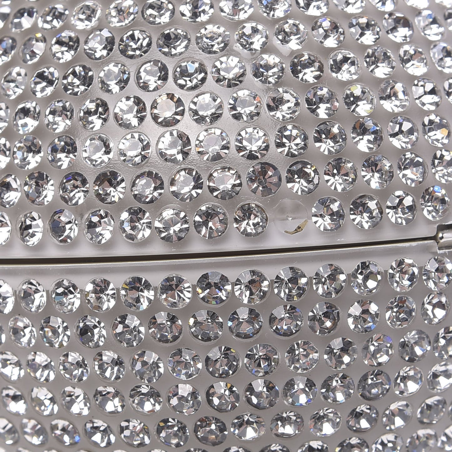 Plexiglass Strass CC Round Minaudiere Clutch Silver