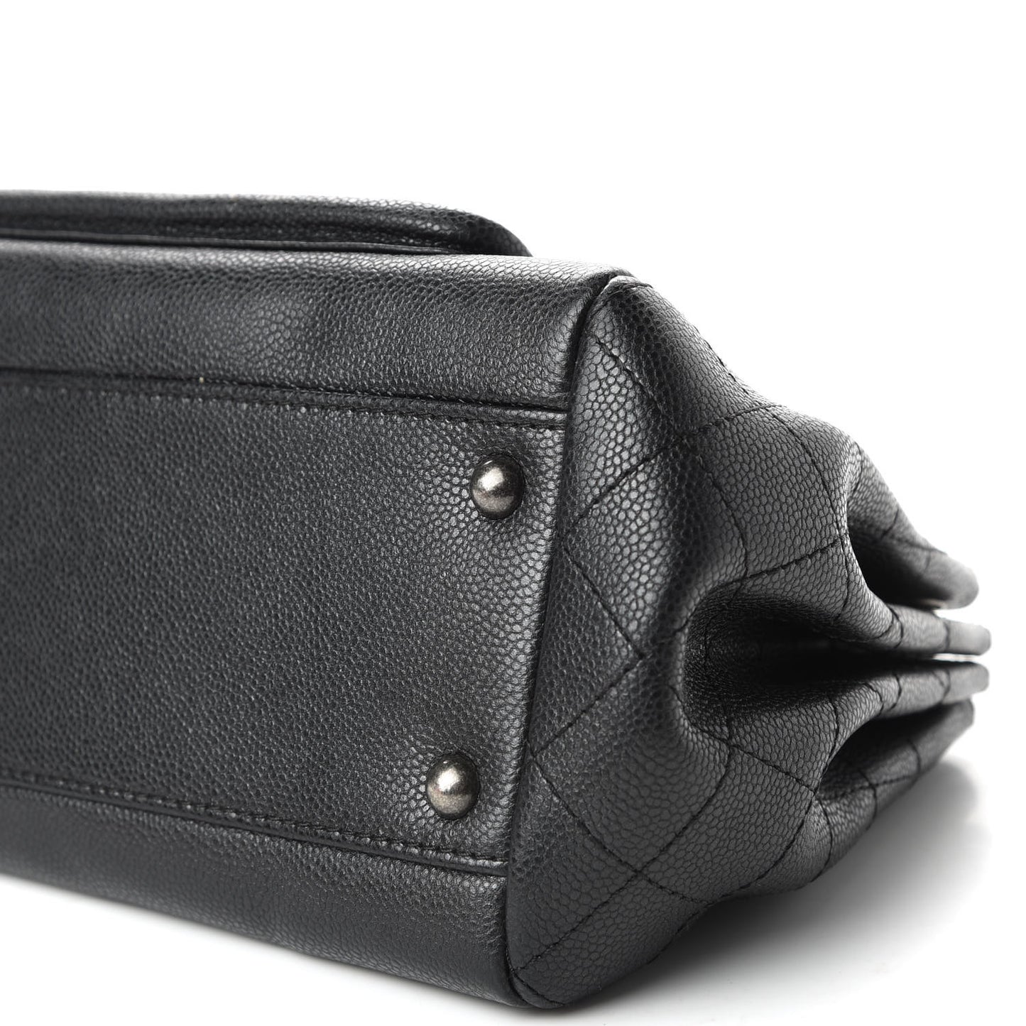 Caviar Quilted CC Accordion Shopping Bag Black