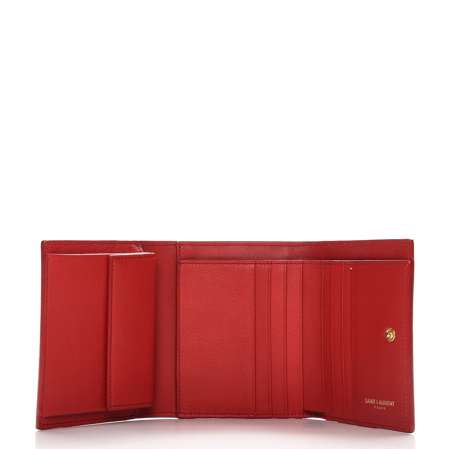 Calfskin Classic Y Tri Fold Wallet Lipstick Red