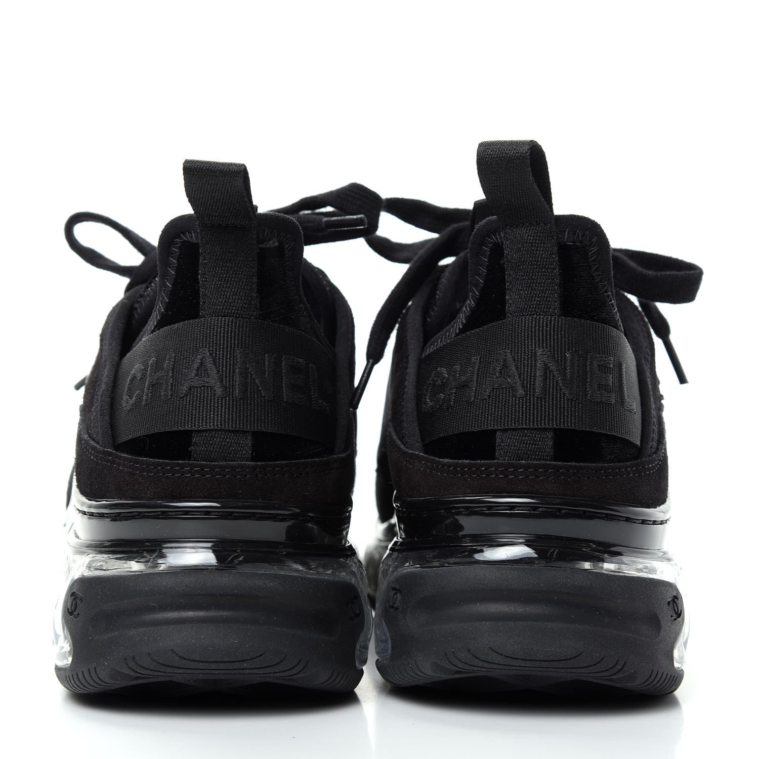 Chanel Suede Calfskin Velvet Grosgrain CC Sneakers 37.5 Black 7 of 11
