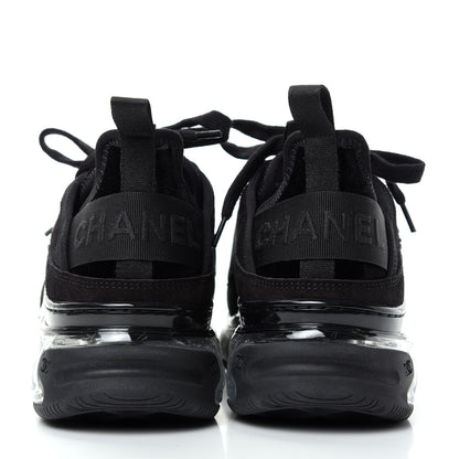 Chanel Suede Calfskin Velvet Grosgrain CC Sneakers 37.5 Black 7 of 11