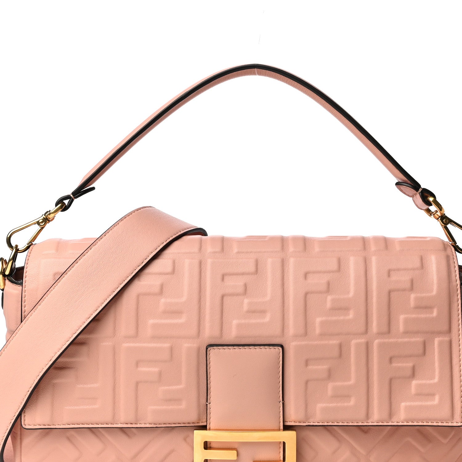 Fendi Nappa FF 1974 Embossed Large Baguette Rosa Bourbon 6 of 9
