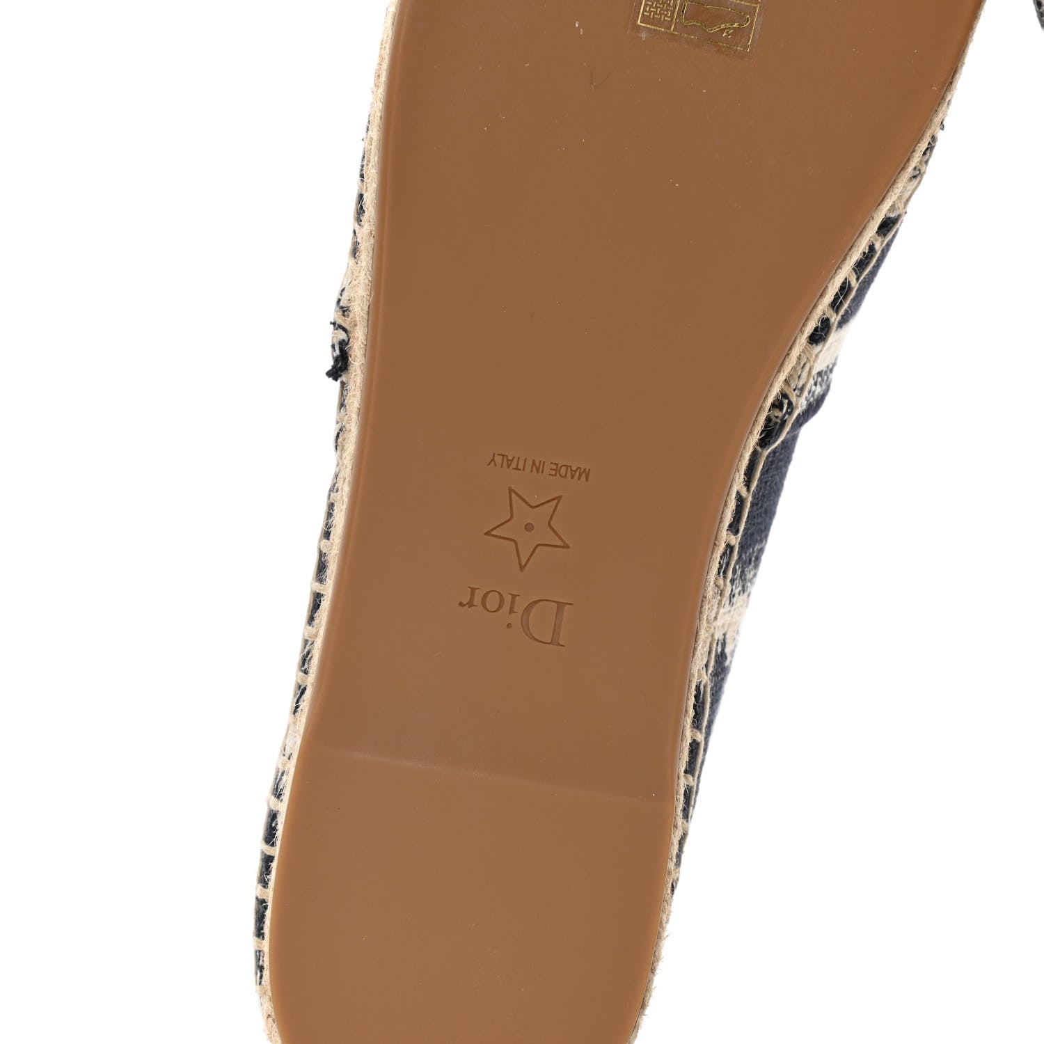 Christian Dior Cotton D-Stripes Embroidered Granville 15mm Espadrilles 40 Deep Blue 8 of 10