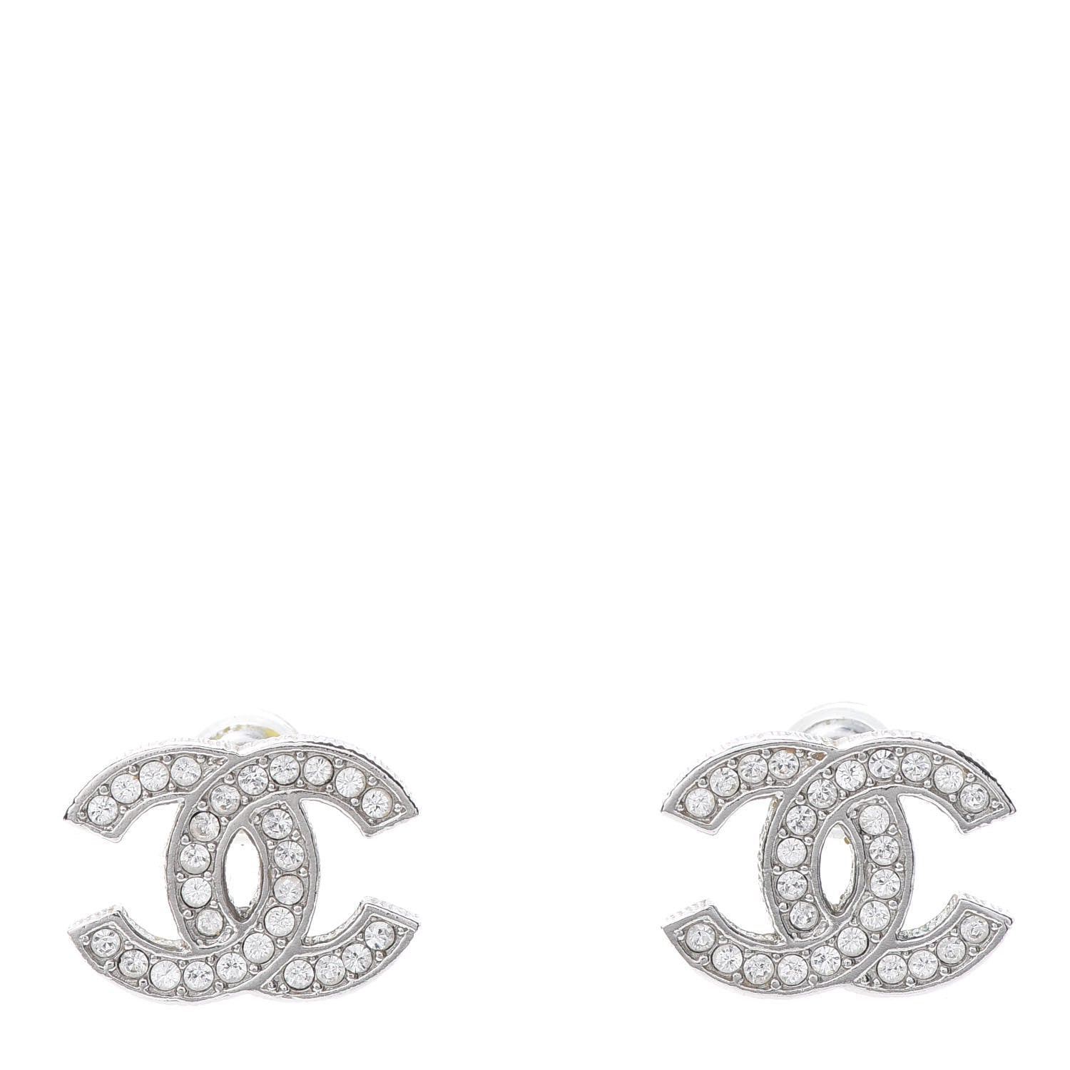 Chanel Crystal CC Earrings Silver 1 of 6