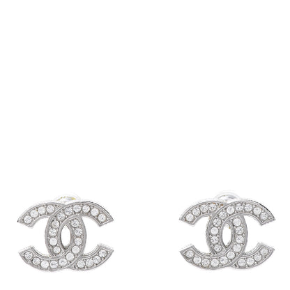 Chanel Crystal CC Earrings Silver 1 of 6