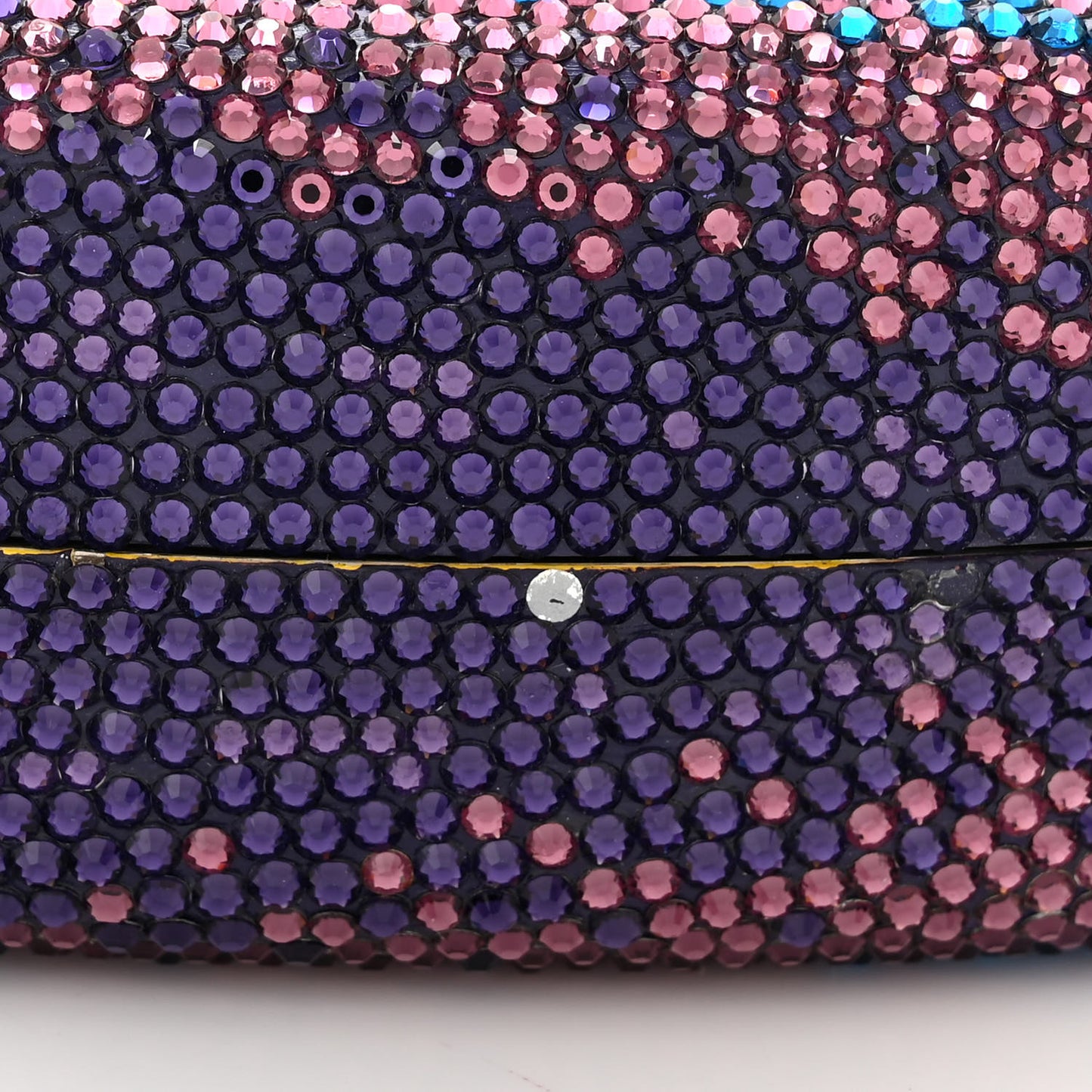 Crystal Rainbow Heart Minaudiere Clutch Silver Multicolor