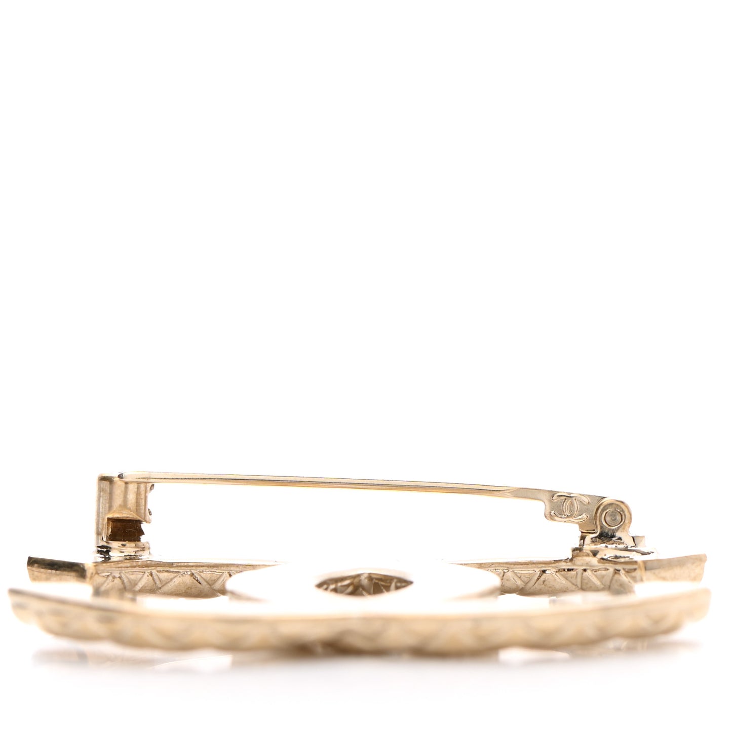 Metal CC Diamond Quilted Brooch Light Gold