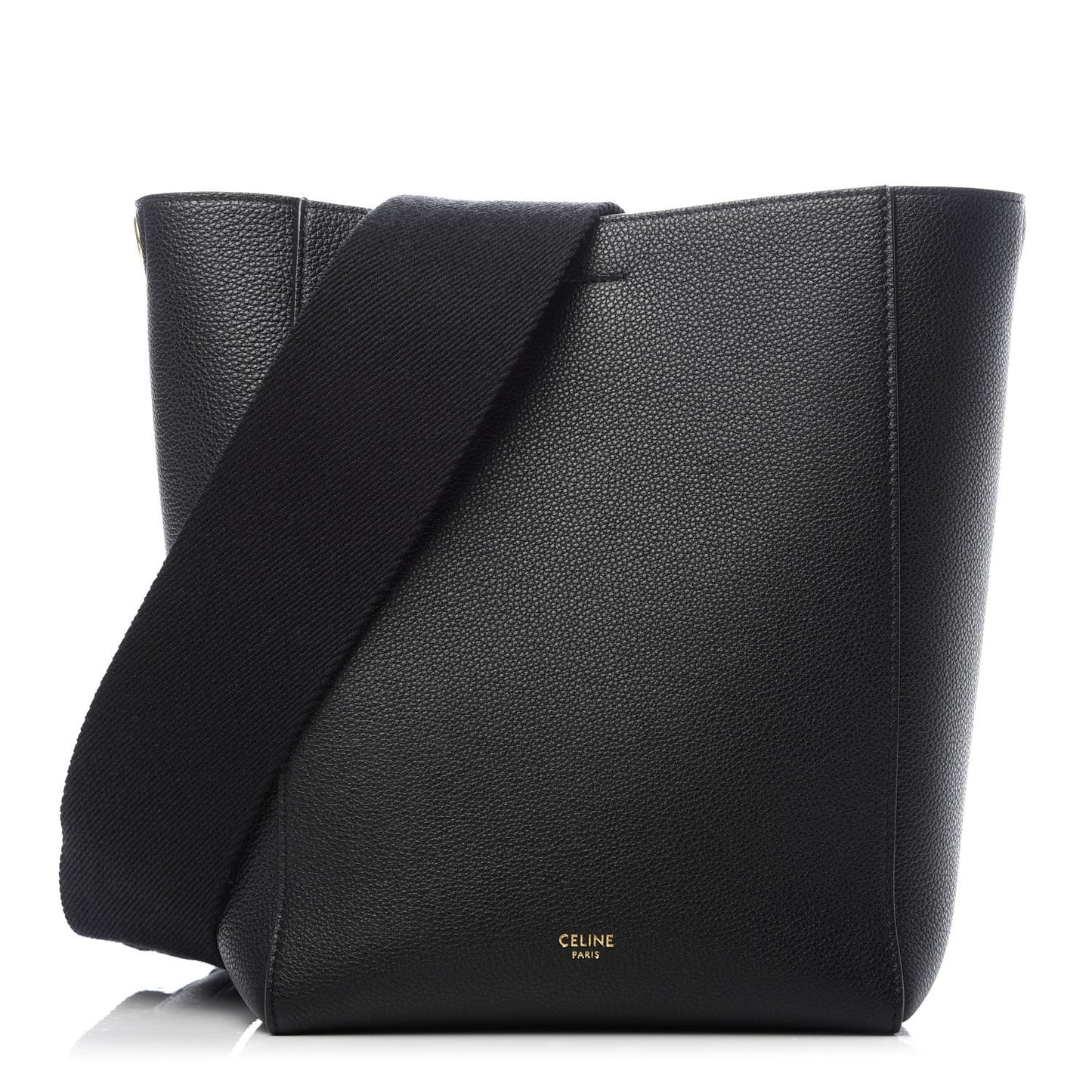 Soft Grained Calfskin Small Sangle Bucket Bag Black