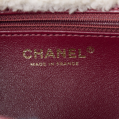 Chanel Tweed Shearling Quilted Large CC Flap Bag Red 6 of 11