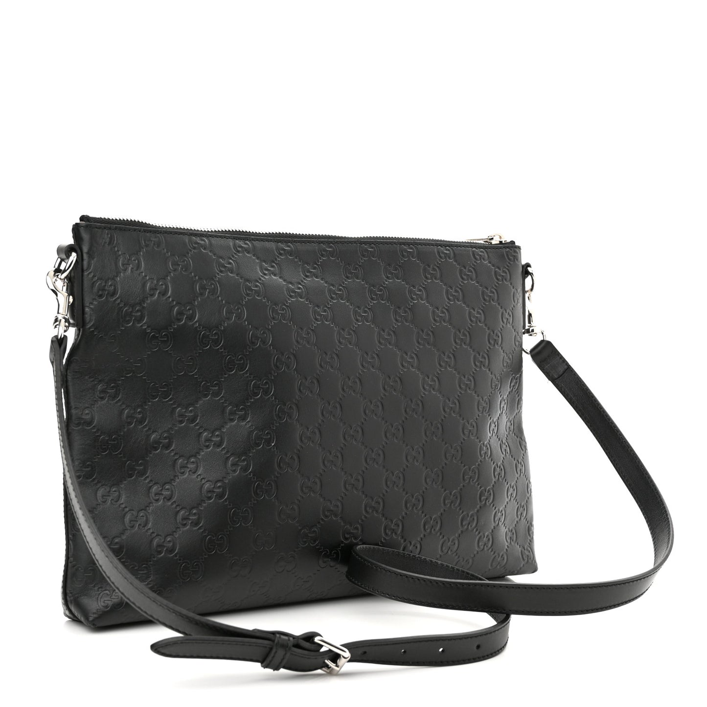 Guccissima Medium Flat Messenger Bag Black