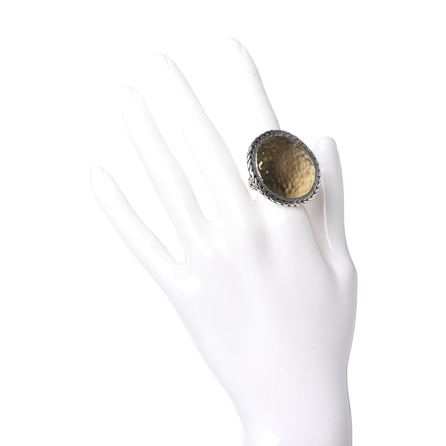 Sterling Silver 22K Yellow Gold Hammered Disc Ring 52 6