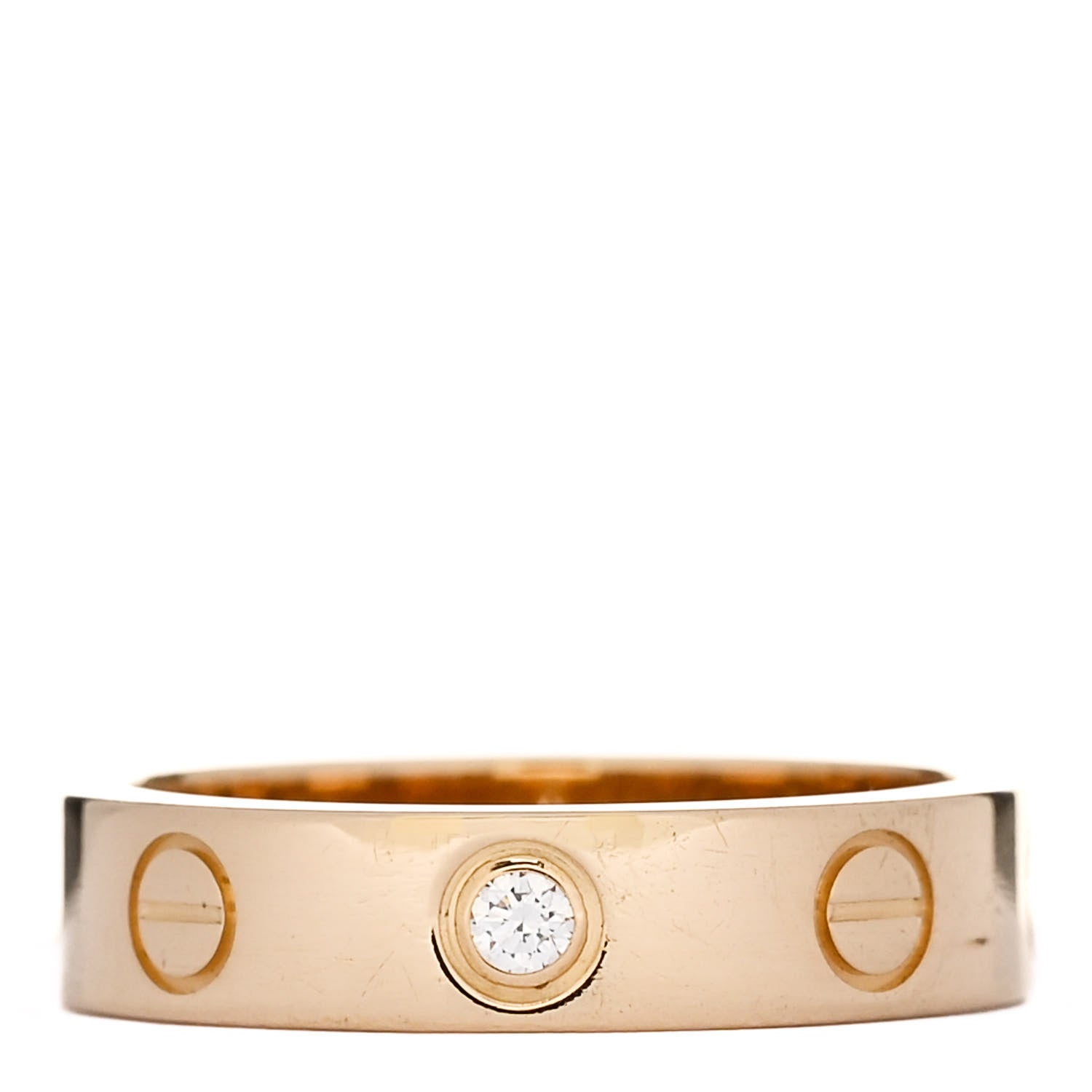 Cartier 18K Yellow Gold Diamond 4mm LOVE Wedding Band Ring 47 4 1 of 6