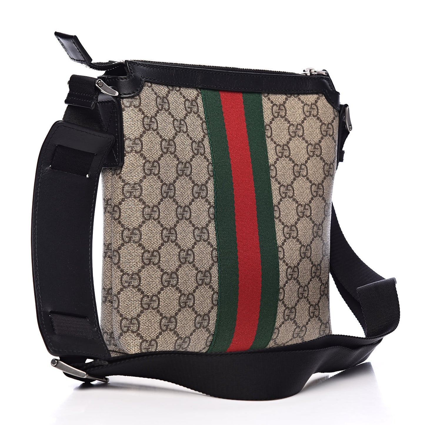 GG Supreme Monogram Web Messenger Bag Black