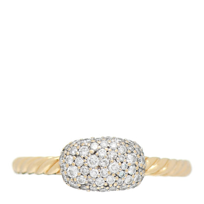 David Yurman 18K Yellow Gold Diamond Petite Pave Cushion Ring 57 8 1 of 5