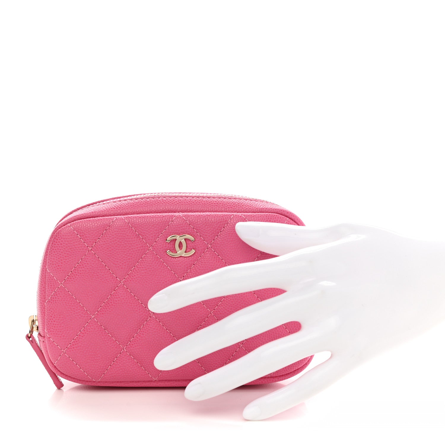 Chanel Caviar Quilted Small Curvy Pouch Cosmetic Case Pink 2 of 8