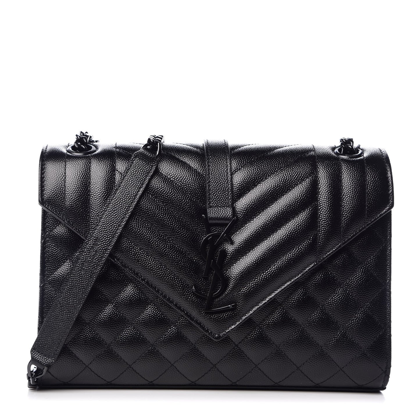 Grain De Poudre Textured Mixed Matelasse Triquilt Medium Monogram Satchel Black