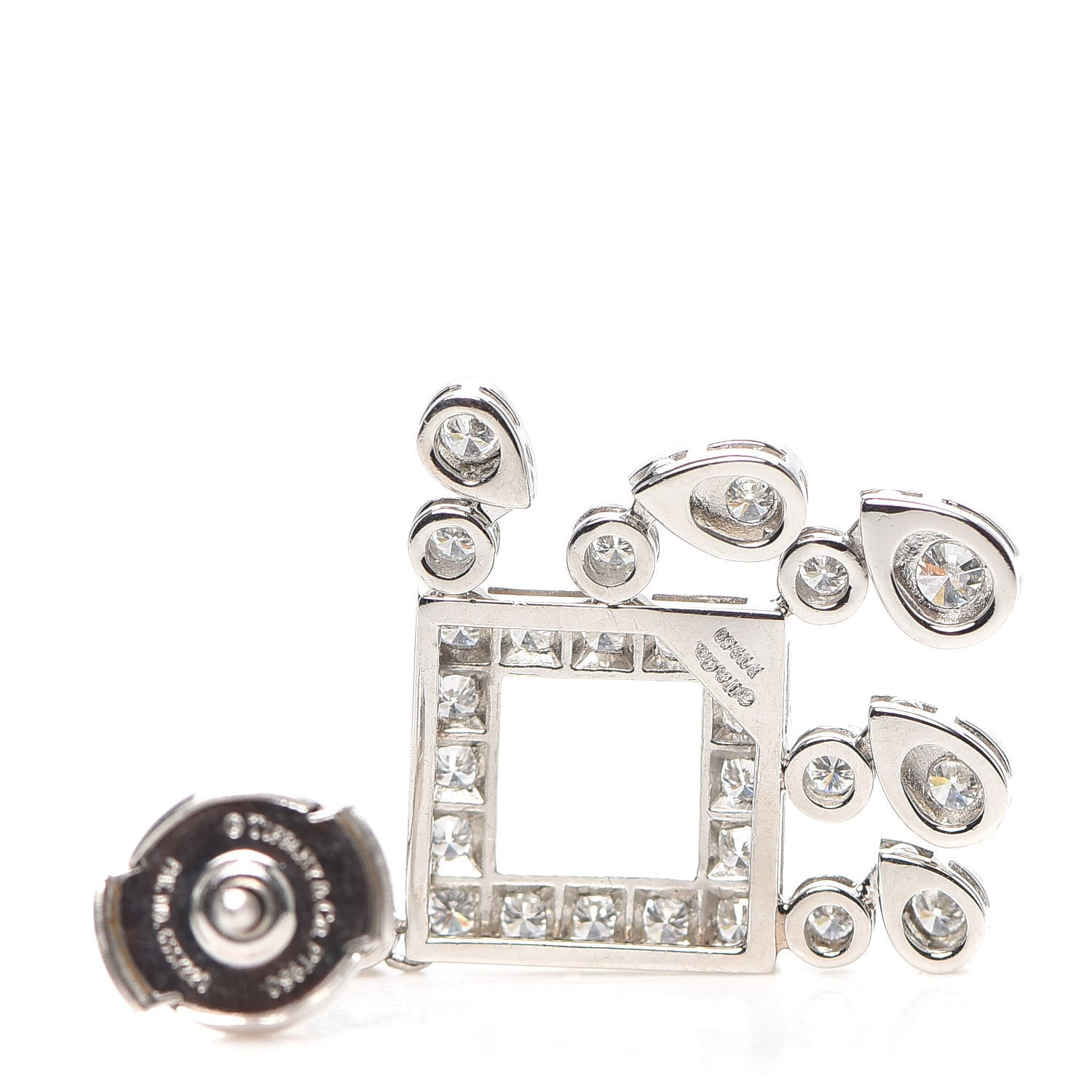 Tiffany Platinum Diamond Legacy Square Drop Earrings 3 of 4