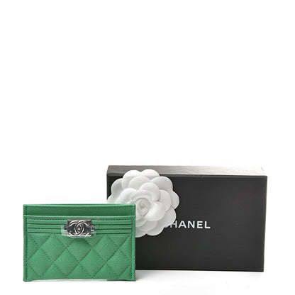 Chanel Caviar Quilted Boy Card Holder Green 9 of 9
