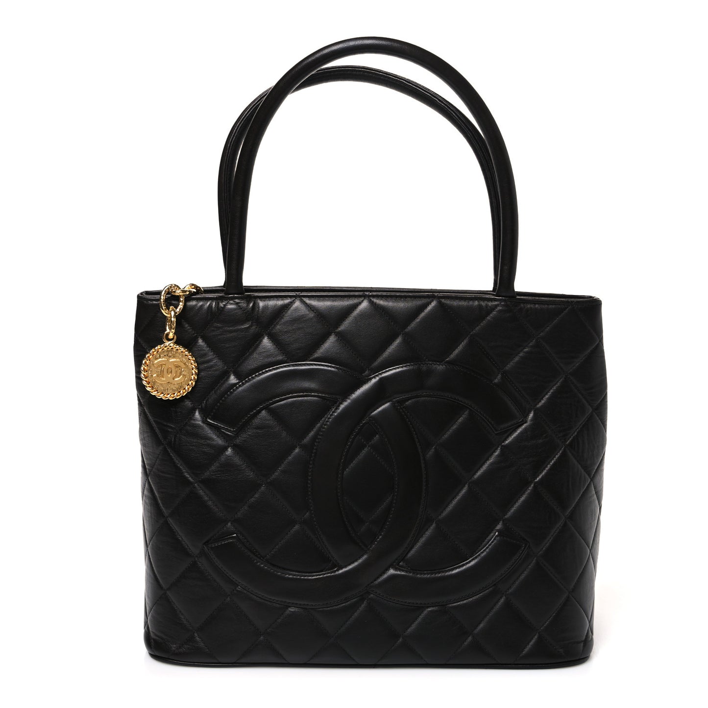 Lambskin Quilted Medallion Tote Black