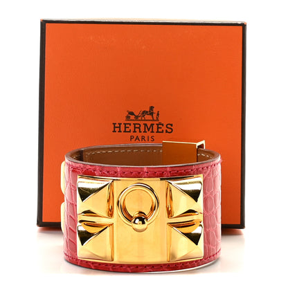 Hermes Shiny Alligator Collier De Chien CDC Bracelet S Bougainvillea 6 of 6