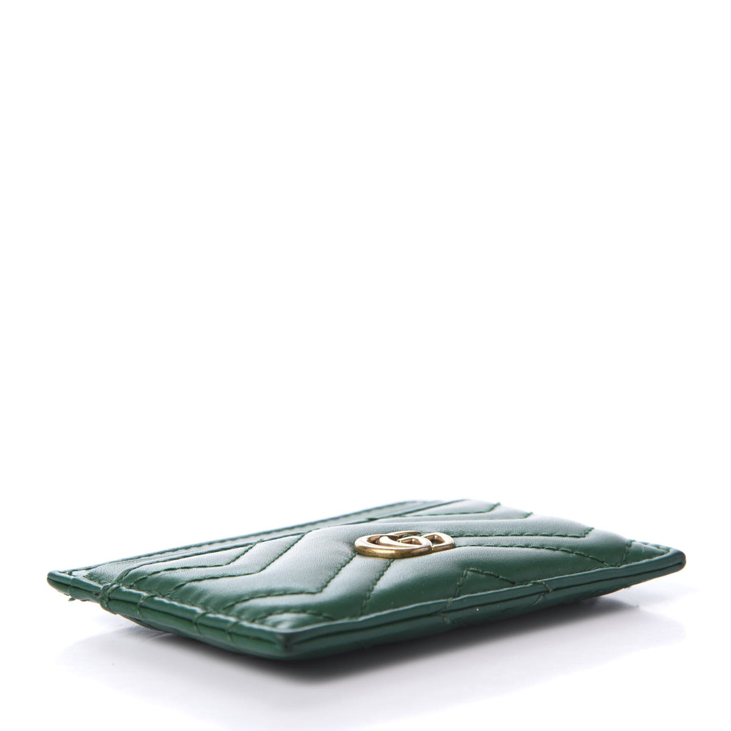 Calfskin Matelasse GG Marmont Card Holder Emerald Green