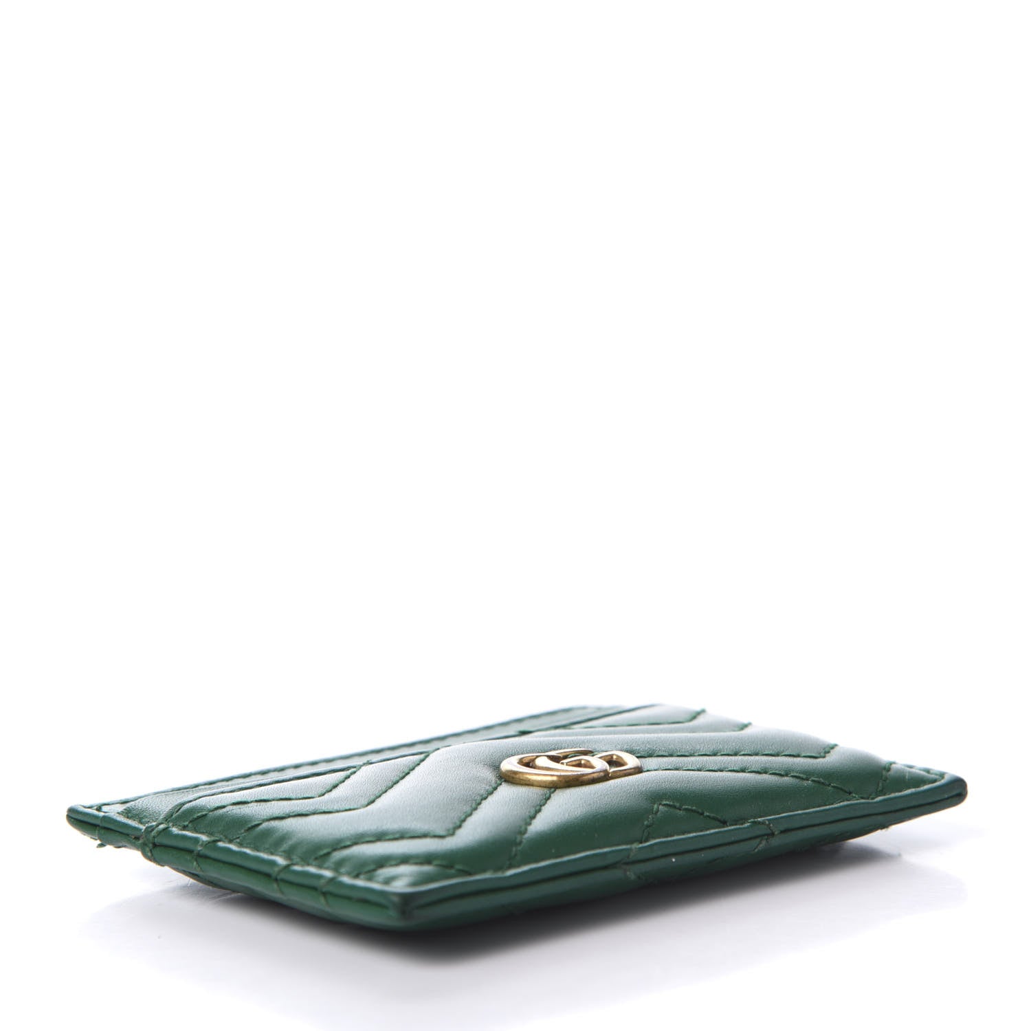 Gucci Calfskin Matelasse GG Marmont Card Holder Emerald Green 4 of 8