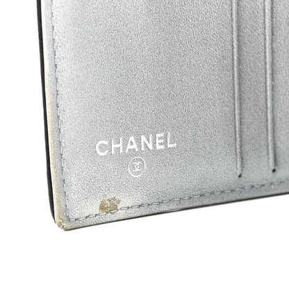 Chanel Lambskin Camellia Embossed Small Double Wallet Black 8 of 17