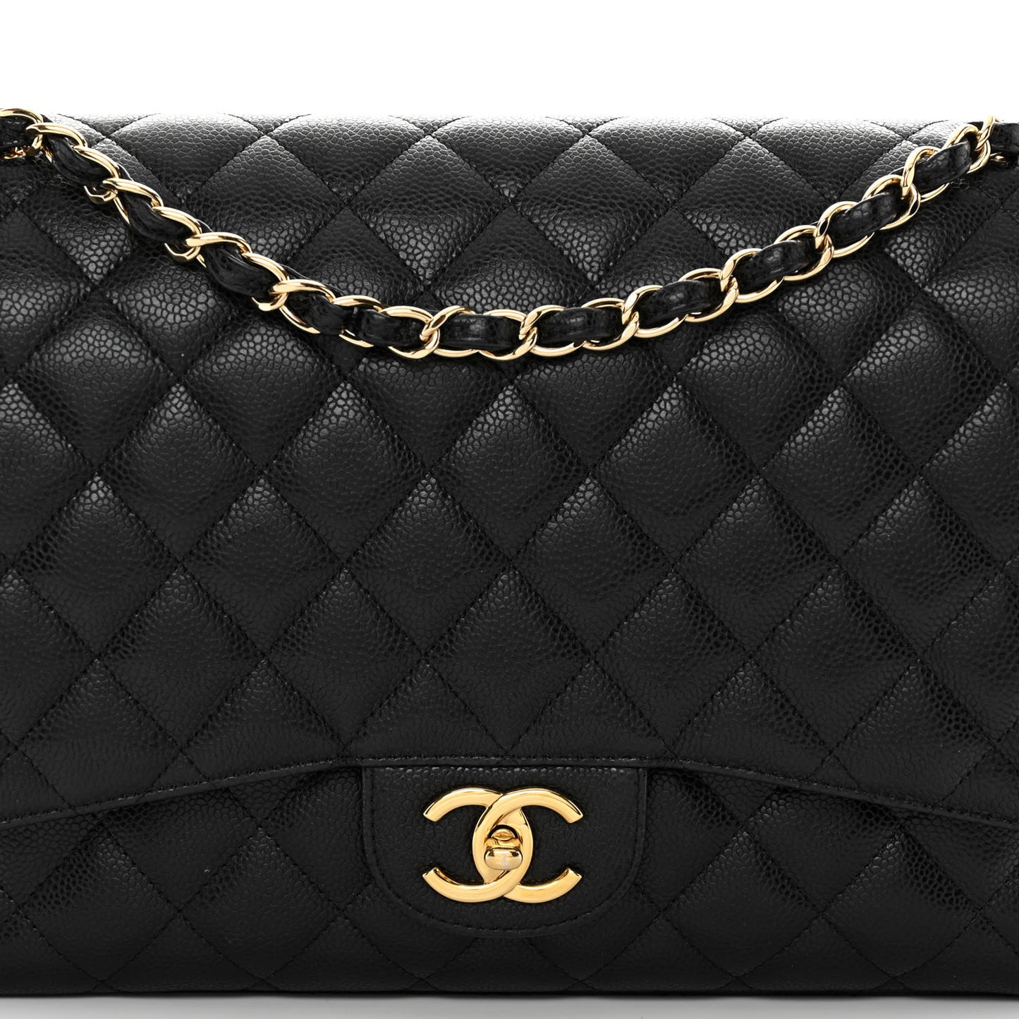 Caviar Quilted Maxi Double Flap Black