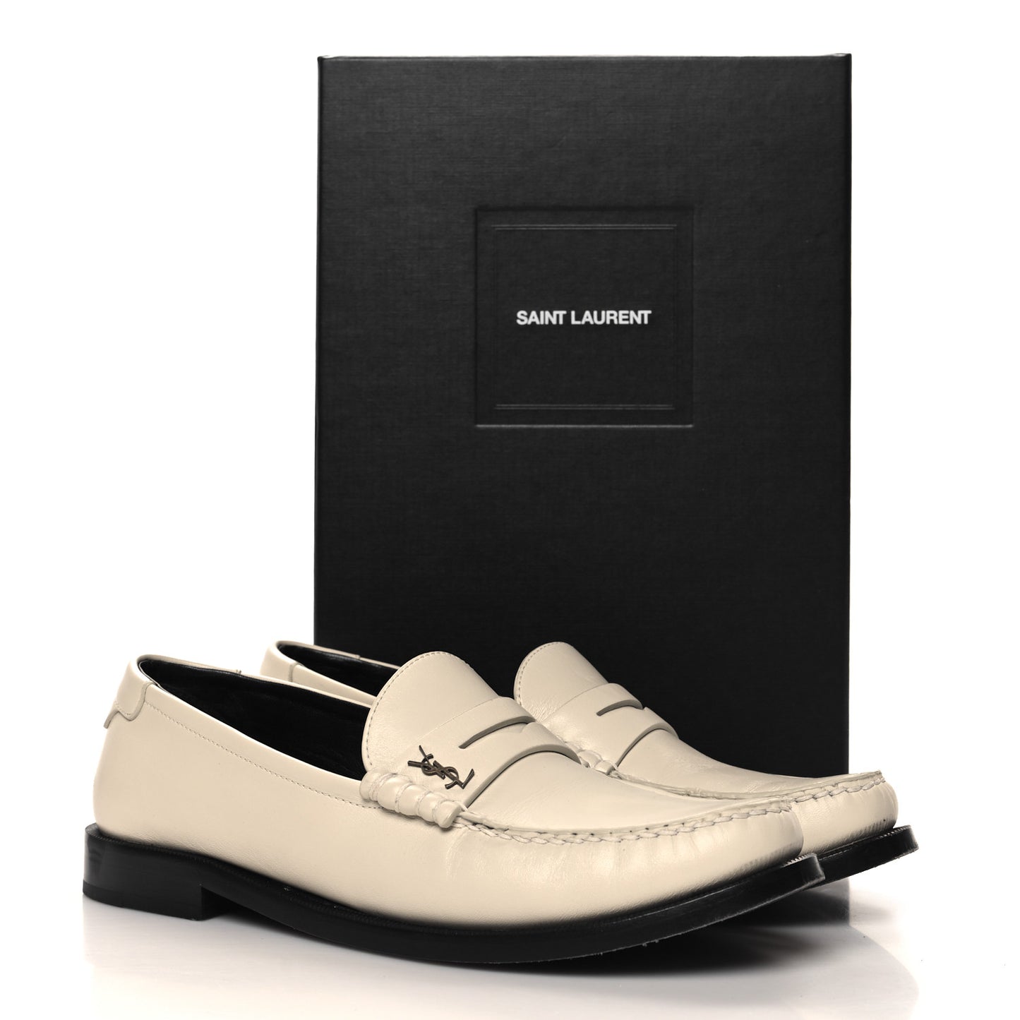 Calfskin Penny Loafers 38.5 Pearl