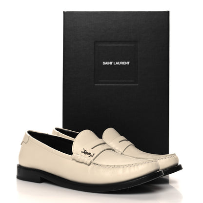 Saint Laurent Calfskin Penny Loafers 38.5 Pearl 11 of 11